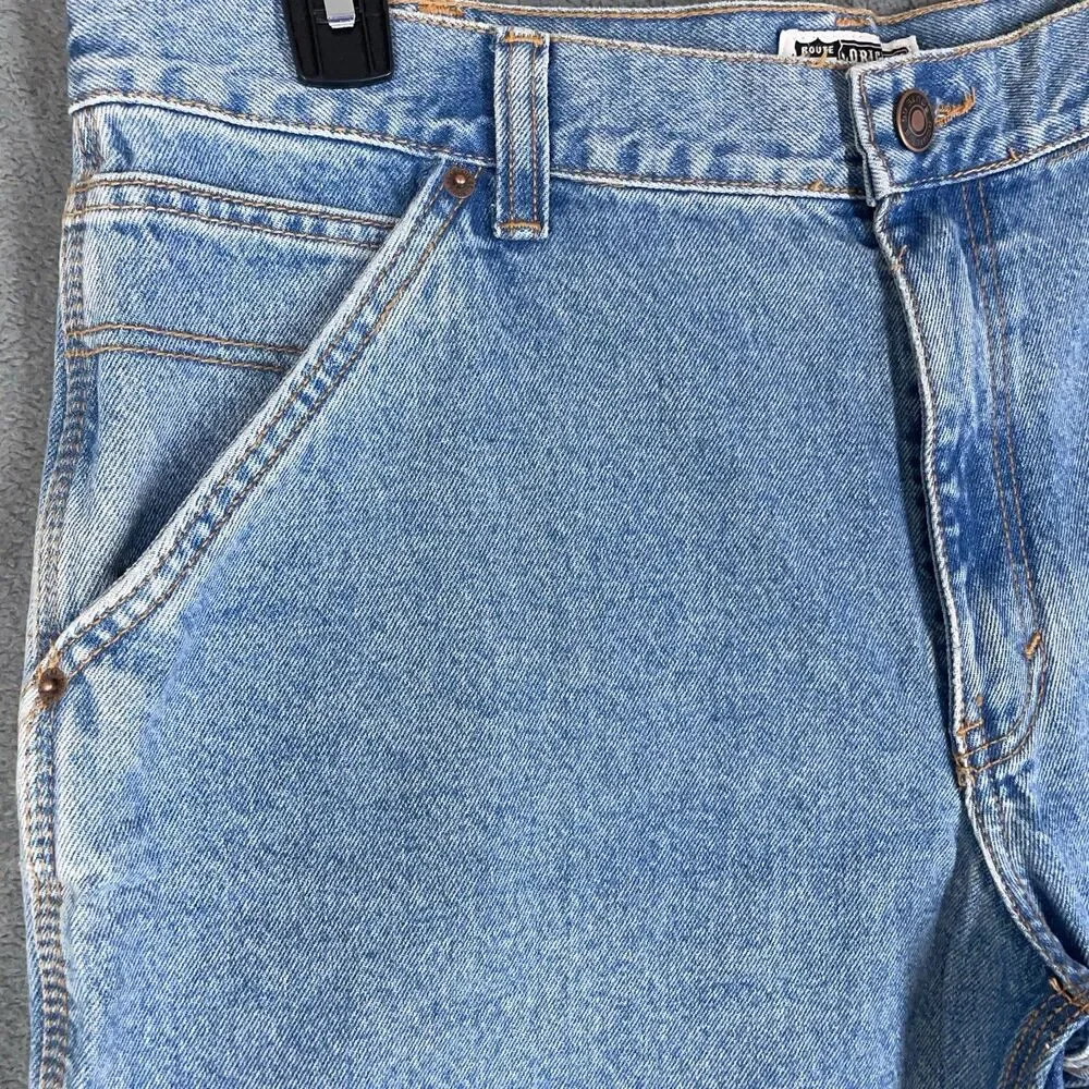 Route 66 Men's Carpenter Denim Shorts Blue Light Wash Hammer Loop Size 36